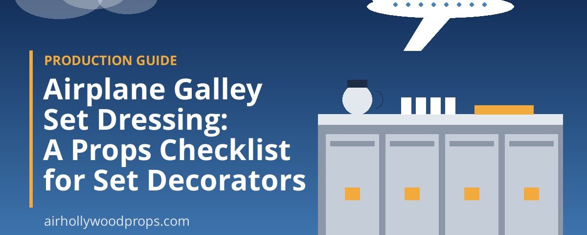 Illustration of an airplane galley with service carts and coffee pot – airplane galley set dressing checklist