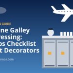 Illustration of an airplane galley with service carts and coffee pot – airplane galley set dressing checklist