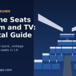 Illustration of rows of blue economy airplane seats on both sides of a cabin aisle, for an airplane seat rental guide